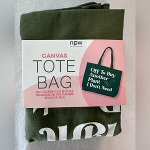 Canvas Tote Bag in Olive Green - 'Off To Buy Another Plant I Don't Need'